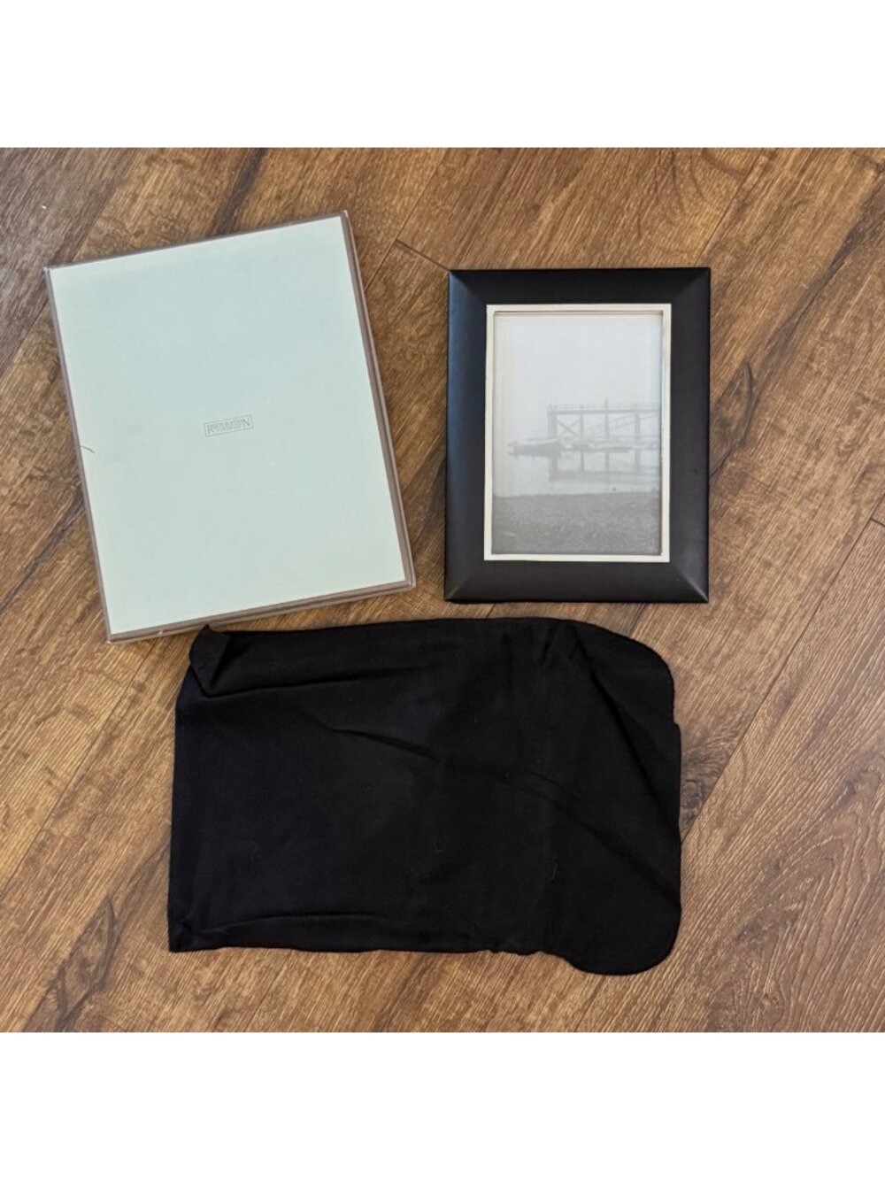 Restoration Hardware Ebony Leather & Silver 5"x7" Frame NIB